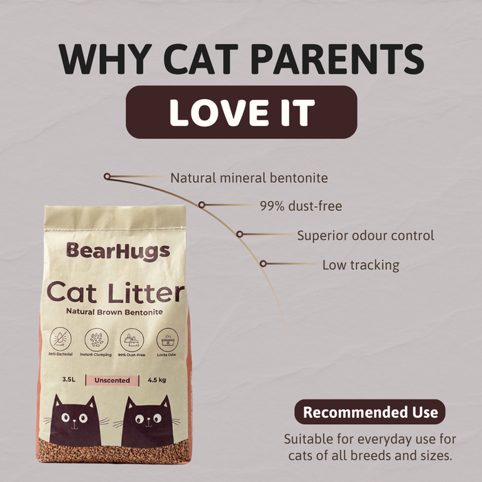 BearHugs Unscented Natural Brown Bentonite Cat Litter