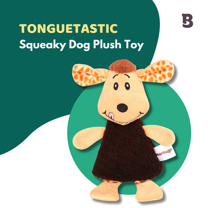 BearHugs Happy Squeaky Dog Pet Toy (Brown)