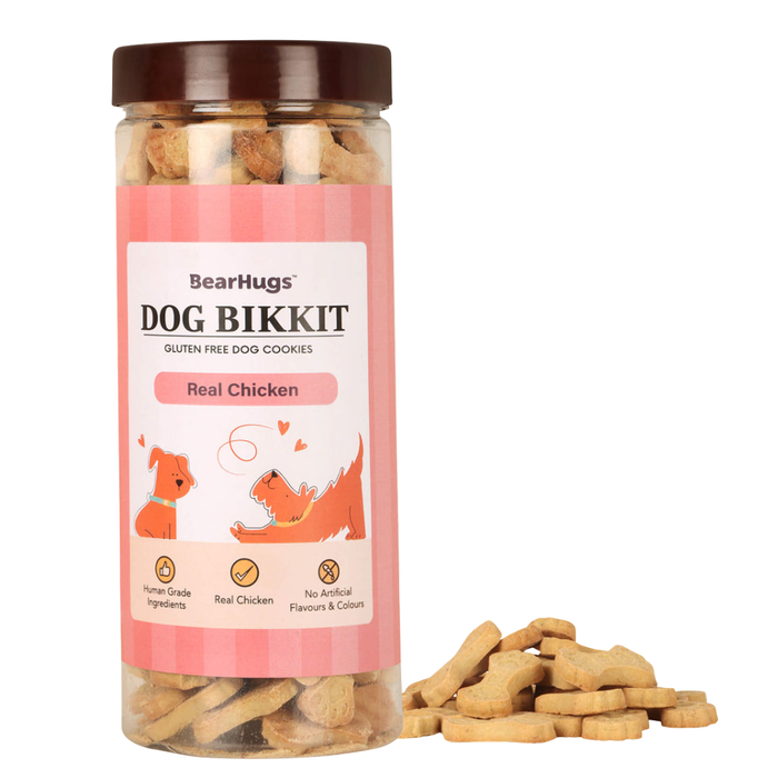 BearHugs 500gm Dog Bikkit Gluten Free Dog Cookies - Real Chicken Biscuits