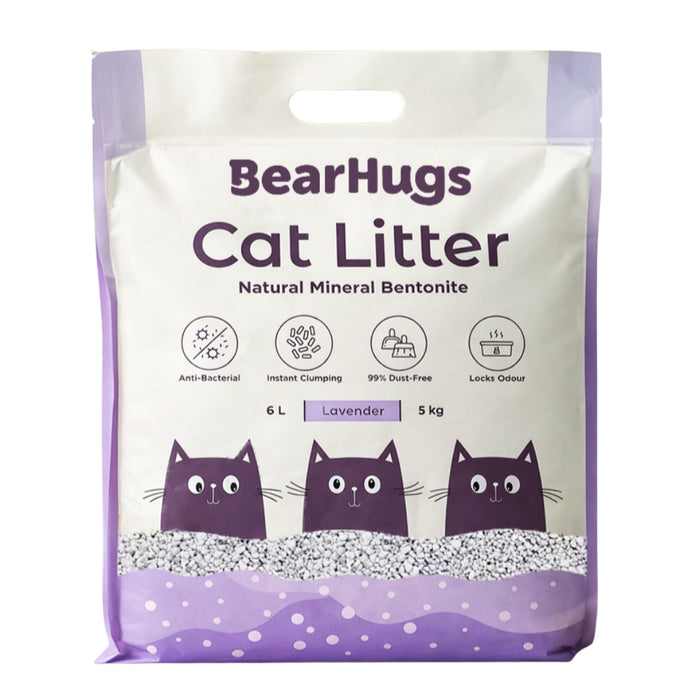 BearHugs Bentonite Clumping Cat Litter - Lavender Scented 5 KG (6L) (Pack of 1)