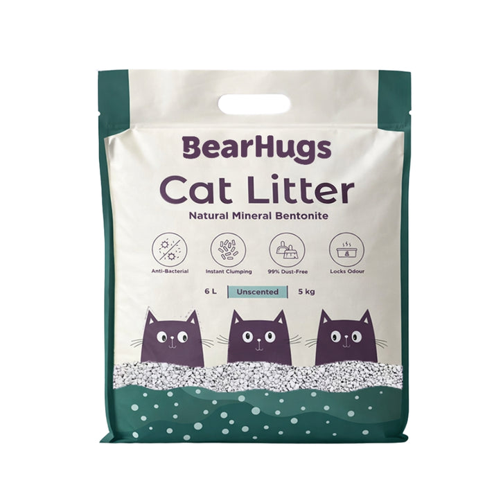 BearHugs Bentonite Clumping Cat Litter - Unscented 5 KG (6L) (Pack of 1)