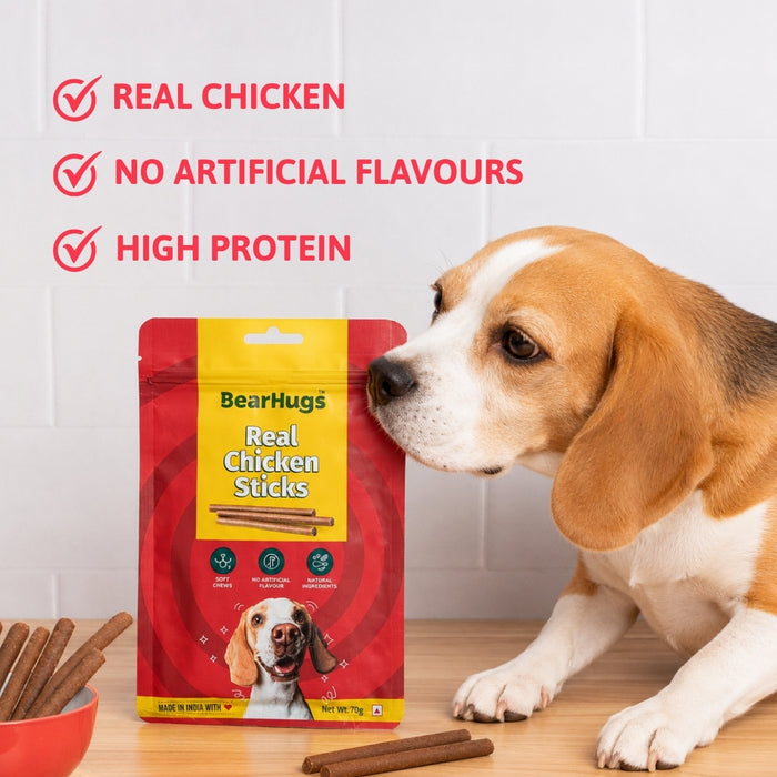 BearHugs Soft & Chewy Sticks Real Chicken Treat for Dogs - 70gm