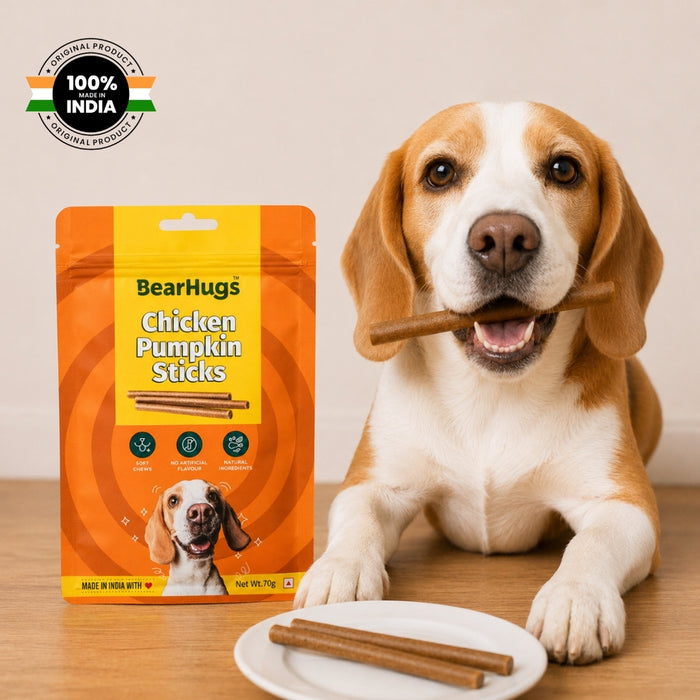 BearHugs Soft & Chewy Sticks Chicken & Pumpkin Treat for Dogs - 70gm