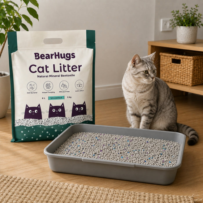 BearHugs Bentonite Clumping Cat Litter - Unscented 5 KG (6L) (Pack of 1)