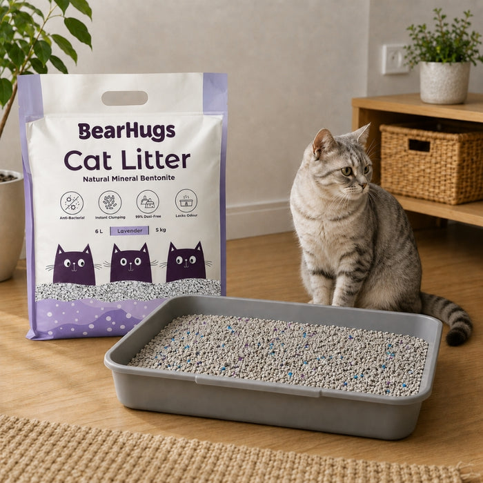 BearHugs Bentonite Clumping Cat Litter - Lavender Scented 5 KG (6L) (Pack of 1)