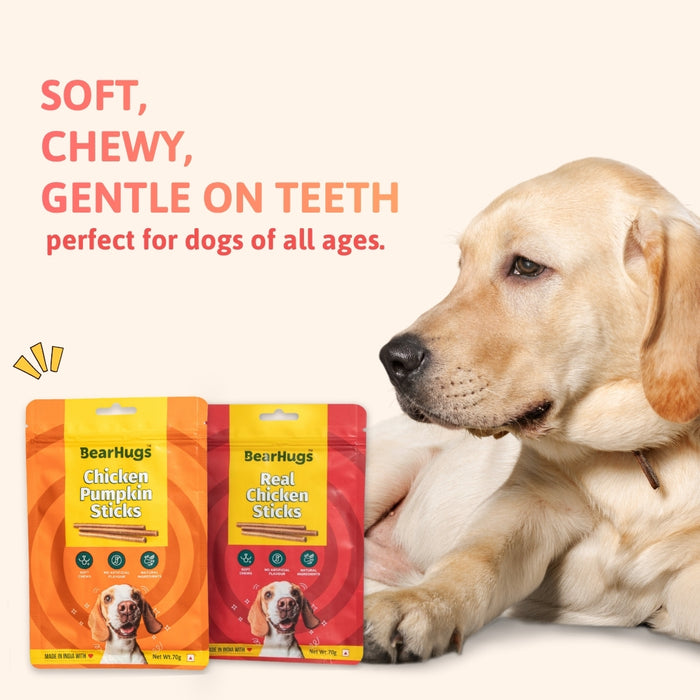 BearHugs Soft & Chewy Sticks Real Chicken Treat for Dogs - 70gm