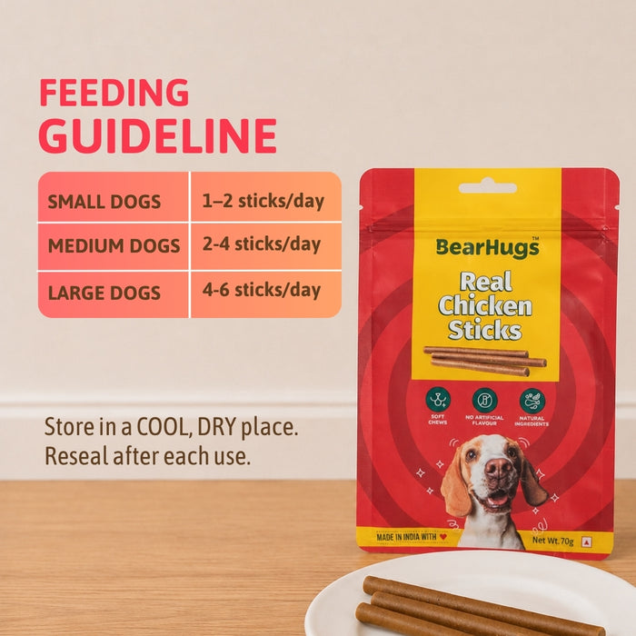 BearHugs Soft & Chewy Sticks Real Chicken Treat for Dogs - 70gm