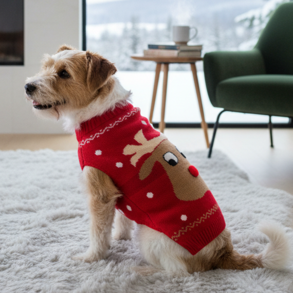 BearHugs Reindeer Print Pet Sweater for Dogs