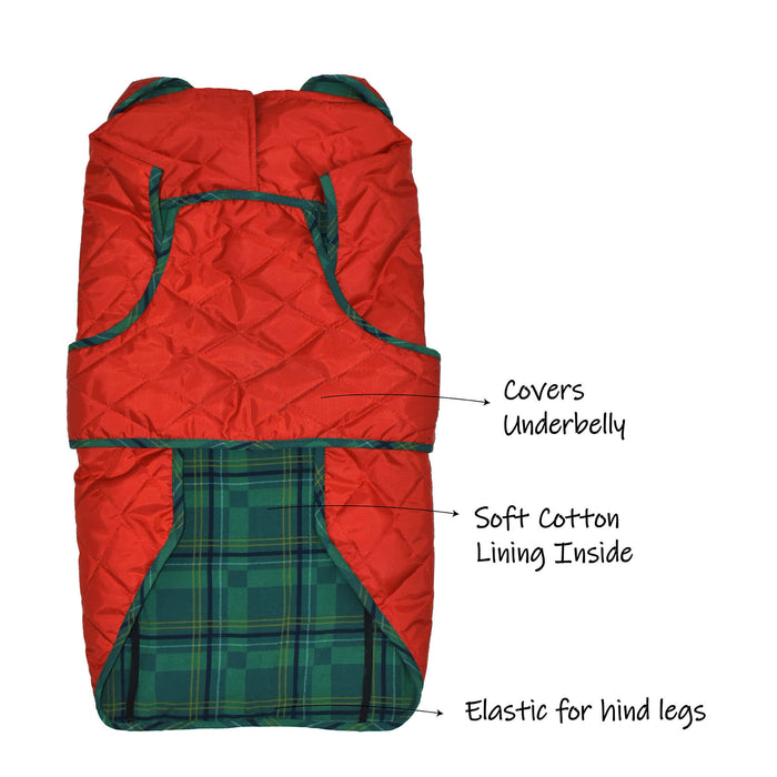 Mutt of Course Quilted Red Winter Jackets For Dogs