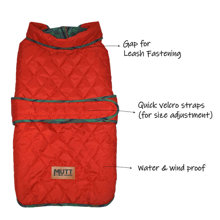 Mutt of Course Quilted Red Winter Jackets For Dogs