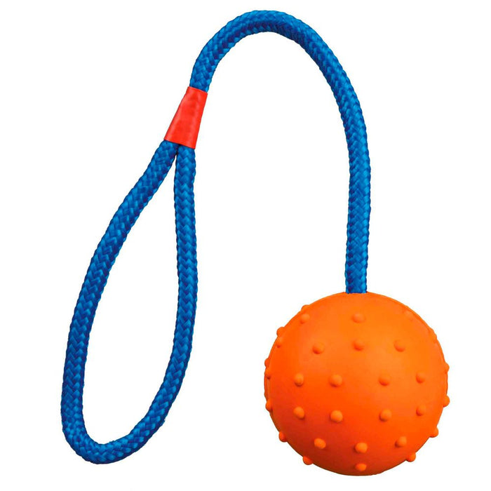 Trixie - 6/30 cm Ball On A Rope Natural Rubber diameter - Assorted colours