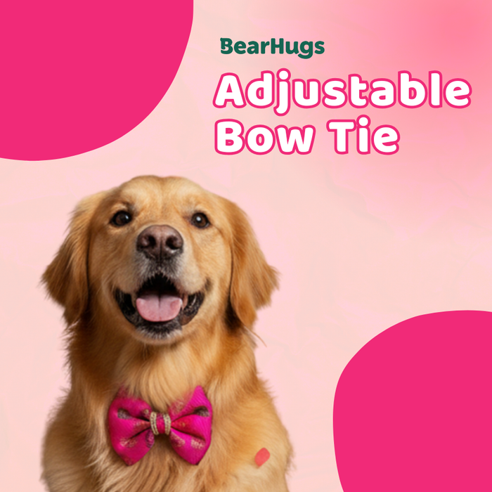 BearHugs Adjustable Festive Pink Bow Tie for Pets