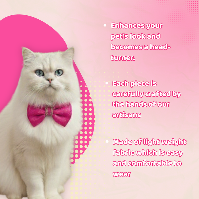 BearHugs Adjustable Festive Pink Bow Tie for Pets