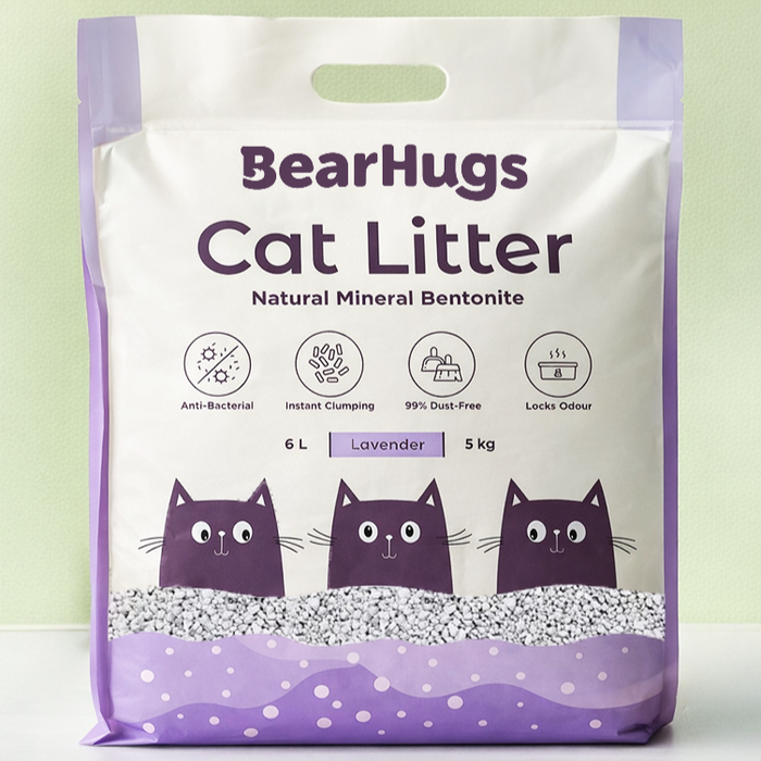 BearHugs Bentonite Clumping Cat Litter - Lavender Scented 5 KG (6L) (Pack of 1)