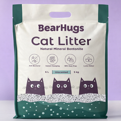 BearHugs Bentonite Clumping Cat Litter - Unscented 5 KG (6L) (Pack of 1)