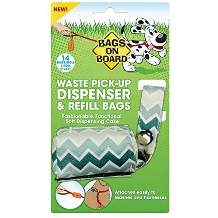 Bags On Board Fabric Waste Pick-Up Dispenser, Chevron Green