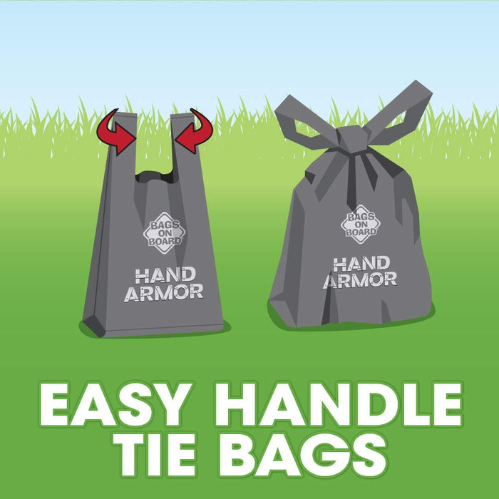 Bags On Board Hand Armor 2X Extra Thick Pick-Up Bags, 100 Handle-Tie Bags