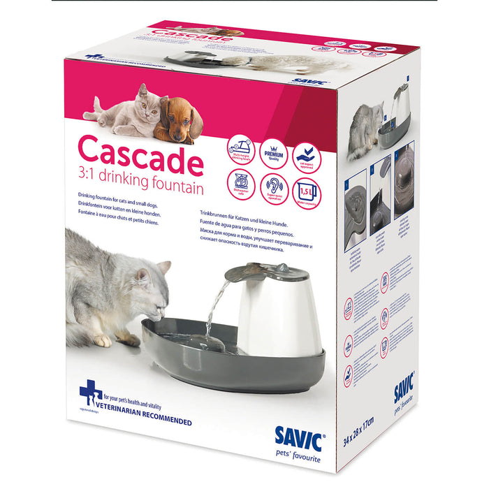 Savic 1.5L Cascade 3:1 Dog Drinking Fountain - Grey