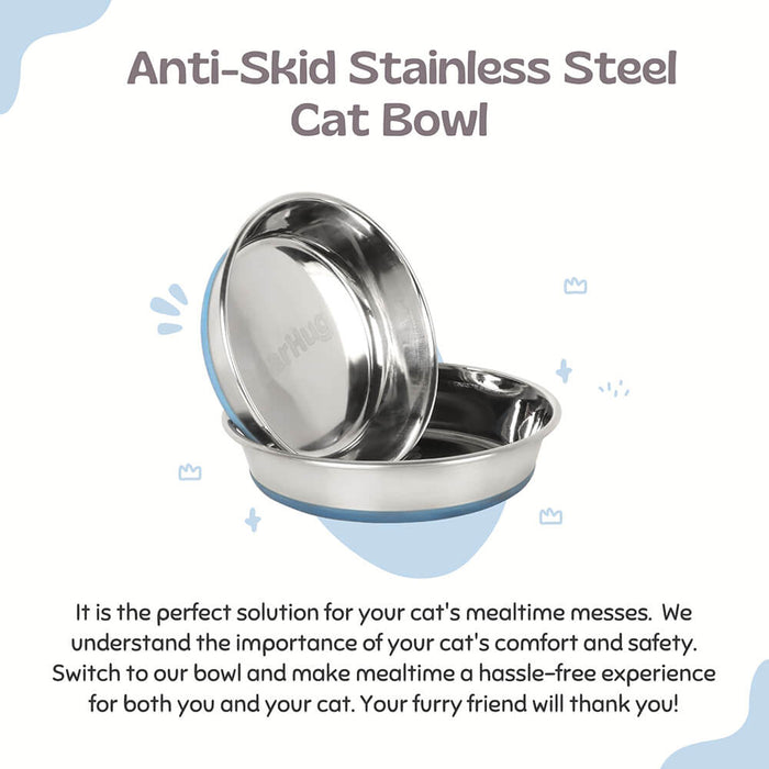 BearHugs Anti Skid Stainless Steel Cat Bowl
