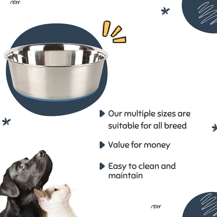 BearHugs Anti Skid Stainless Steel Dog/Cat Bowl