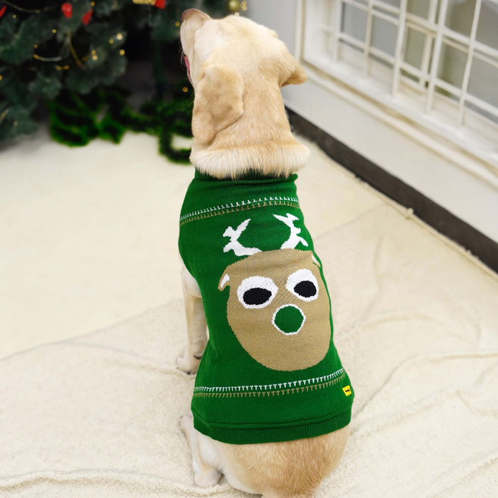 Bearhugs Christmas Reindeer Print Dog Sweater