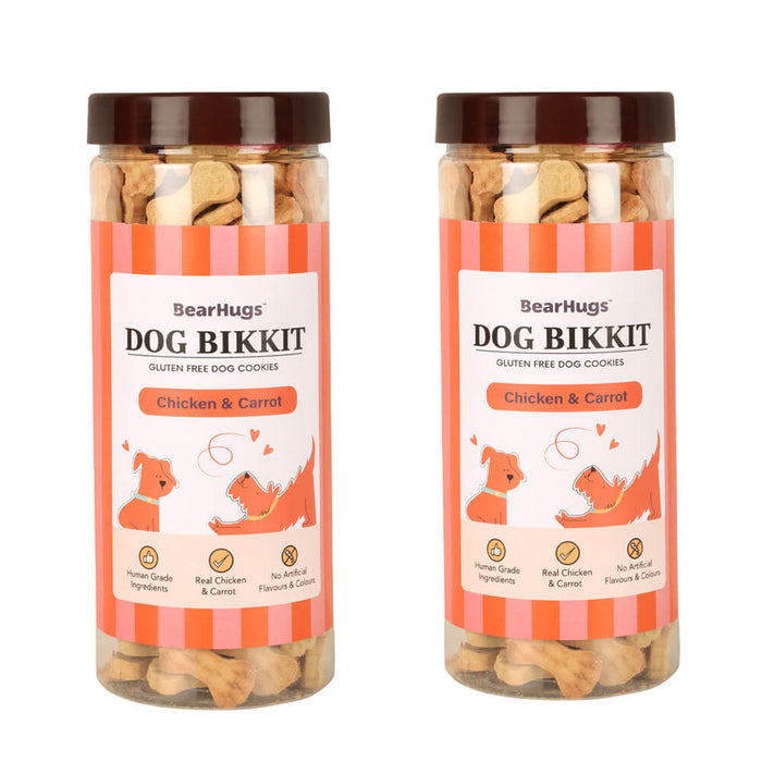 BearHugs 500gm Dog Bikkit Gluten Free Dog Cookies - Chicken and Carrot
