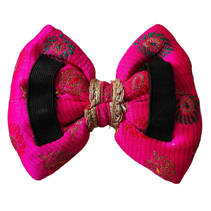 BearHugs Adjustable Festive Pink Bow Tie for Pets