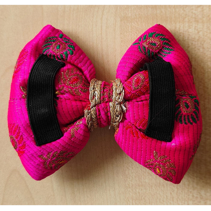 BearHugs Adjustable Festive Pink Bow Tie for Pets