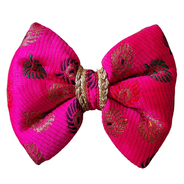 BearHugs Adjustable Festive Pink Bow Tie for Pets