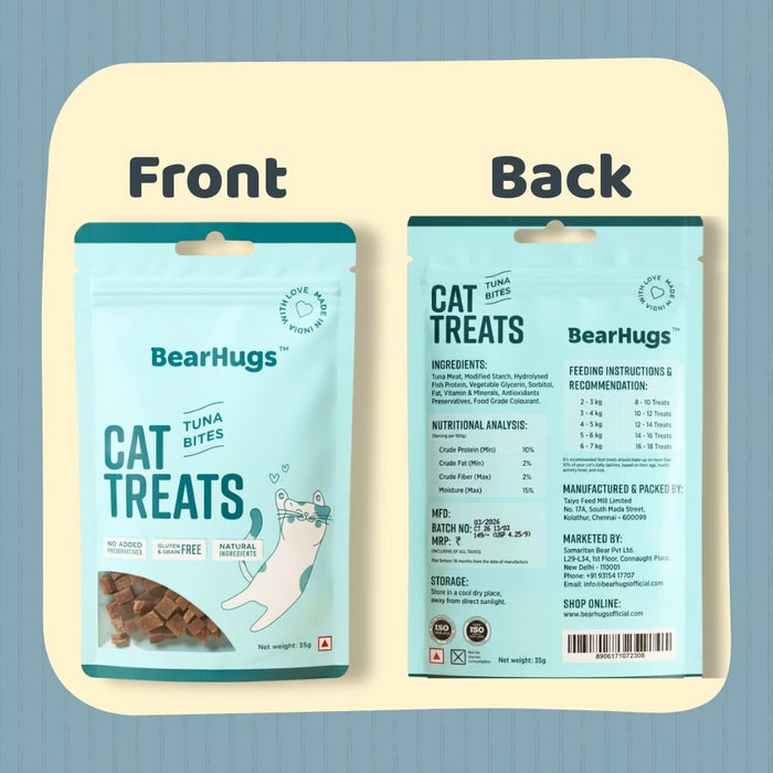 BearHugs Tuna Bites Gluten and Grain Free Treats for Cats - 35g