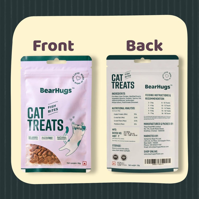 BearHugs Fish Bites Gluten and Grain Free Treats for Cats