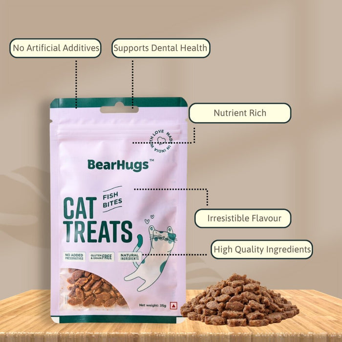 BearHugs Fish Bites Gluten and Grain Free Treats for Cats