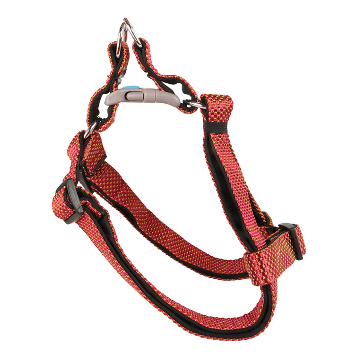 BearHugs Essential Padded with Lock Adjustable Step in Harness for Dog - Red/Black