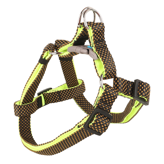 BearHugs Essential Padded with Lock Adjustable Step in Harness for Dog - Black/Lime