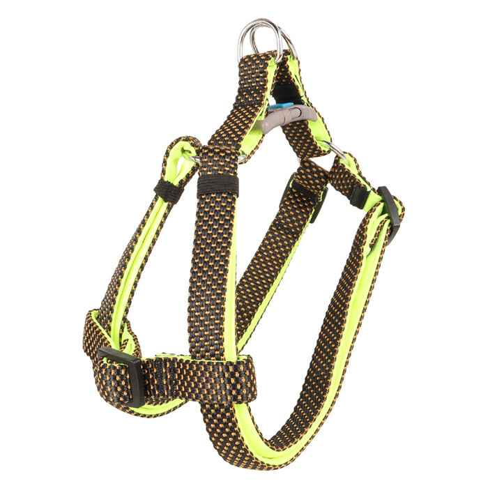 BearHugs Essential Padded with Lock Adjustable Step in Harness for Dog - Black/Lime