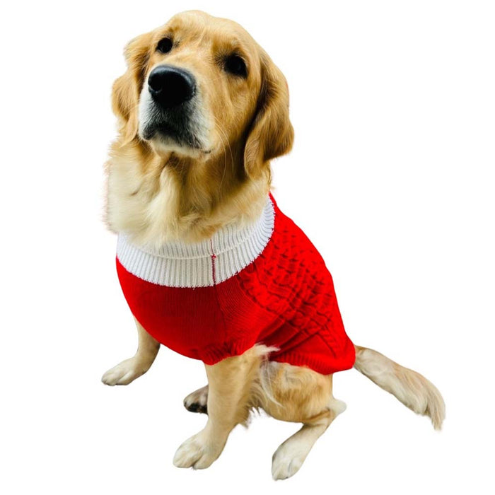 BearHugs Cable Knit Dog Sweater - Red