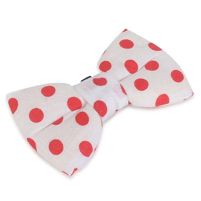 BearHugs White with Red Polka Dot Bow Tie