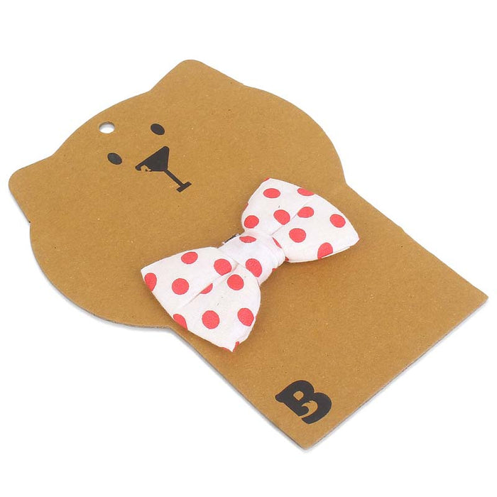 BearHugs White with Red Polka Dot Bow Tie