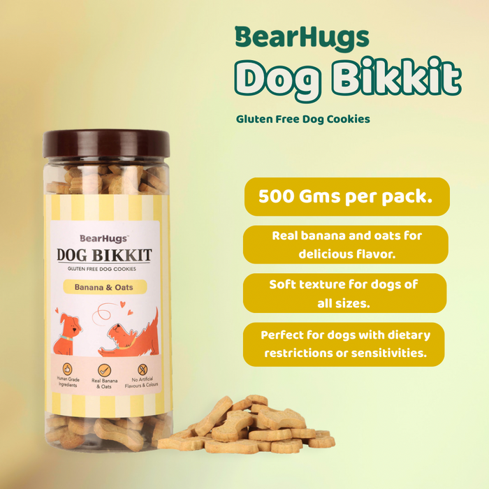 BearHugs 500gm Dog Bikkit Gluten Free Dog Cookies - Banana and Oats