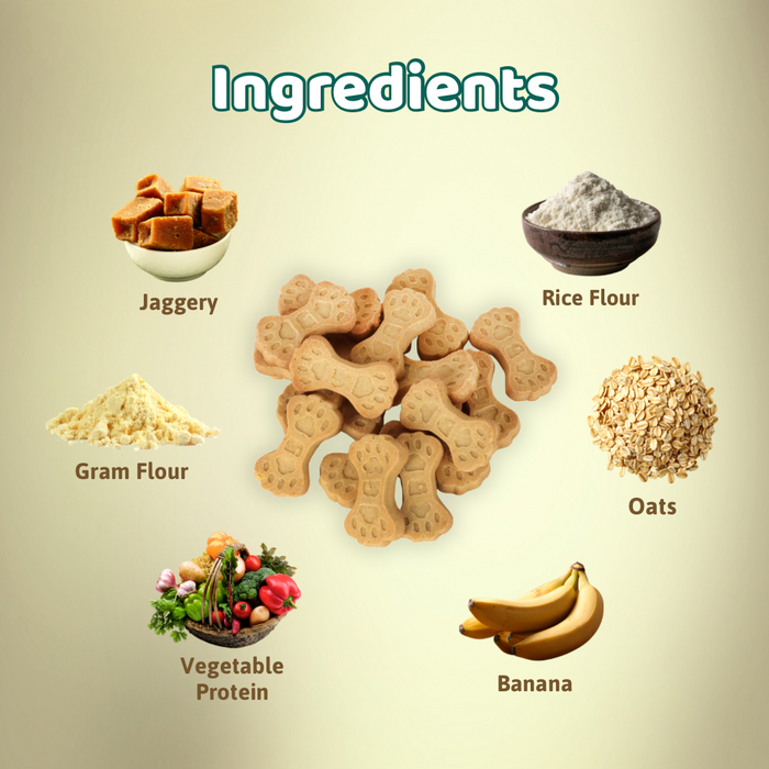 BearHugs 500gm Dog Bikkit Gluten Free Dog Cookies - Banana and Oats