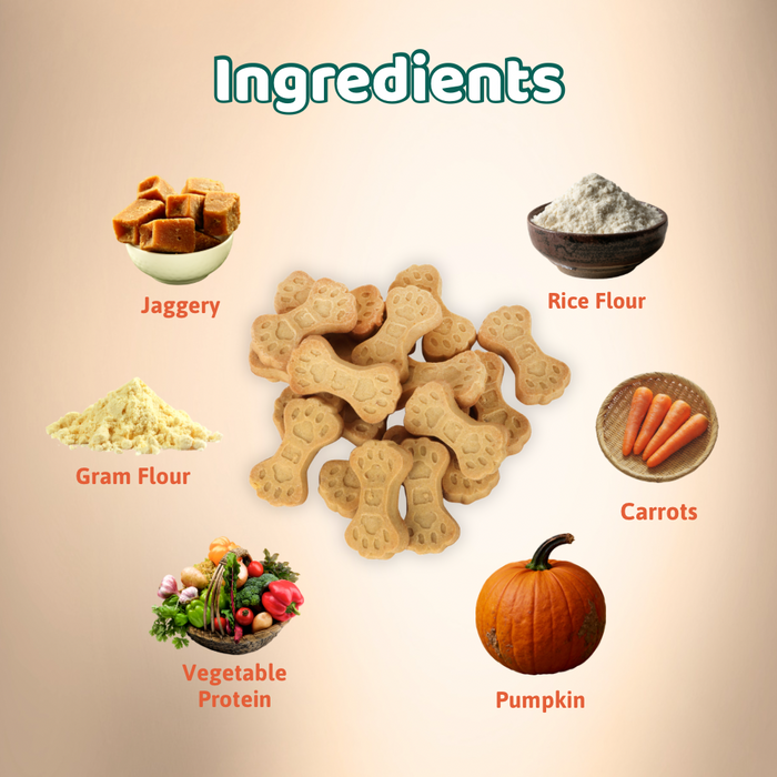 BearHugs 500gm Dog Bikkit Gluten Free Dog Cookies - Pumpkin and Carrot