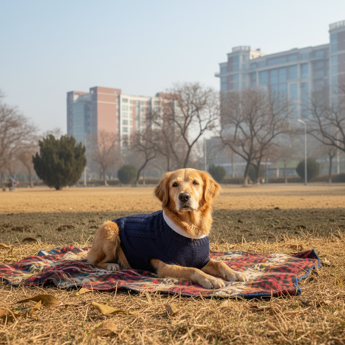 BearHugs Cable Knit Dog Sweater - Navy Blue