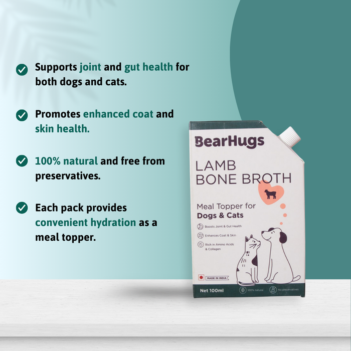 Bearhugs Lamb Bone Broth Meal Topper for Dogs and Cats 100 ML