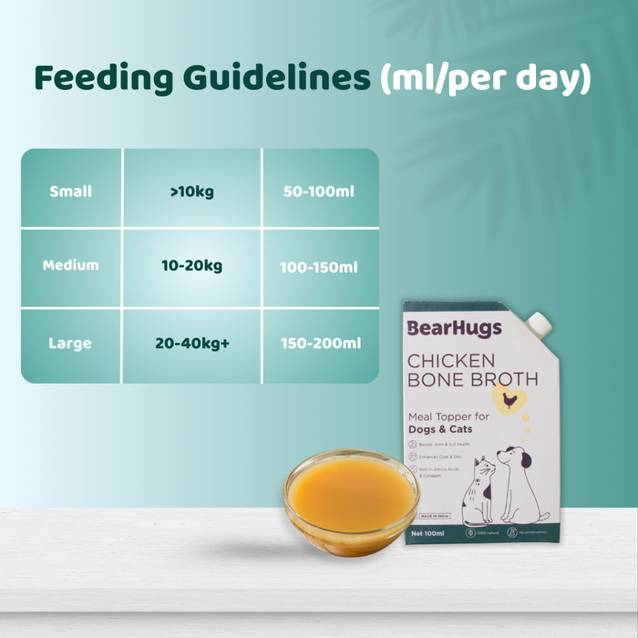 Bearhugs Chicken Bone Broth Meal Topper for Dogs and Cats 100 ML