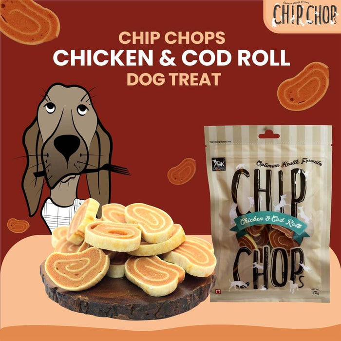 Chip Chops Chicken & Codfish Rolls Dog Treats - 250gm
