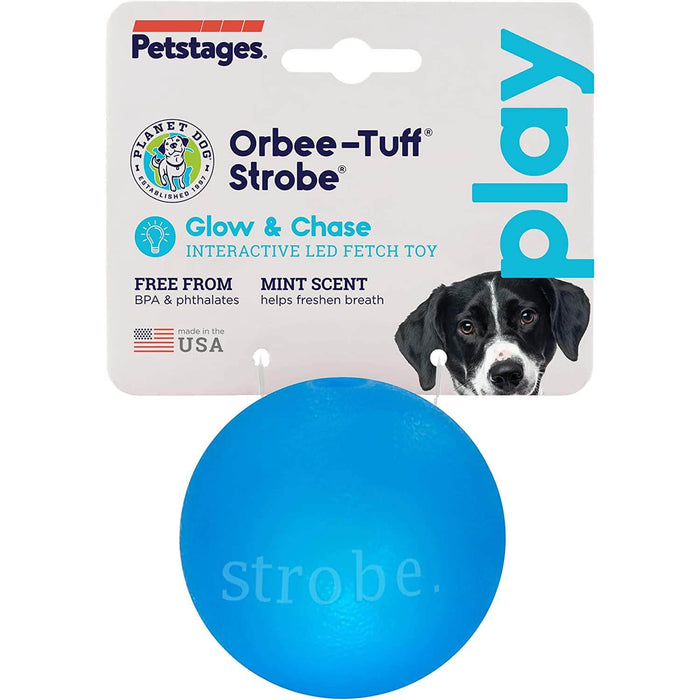 Petstages 3" Orbee-Tuff Strobe Ball Dog Toy - Blue