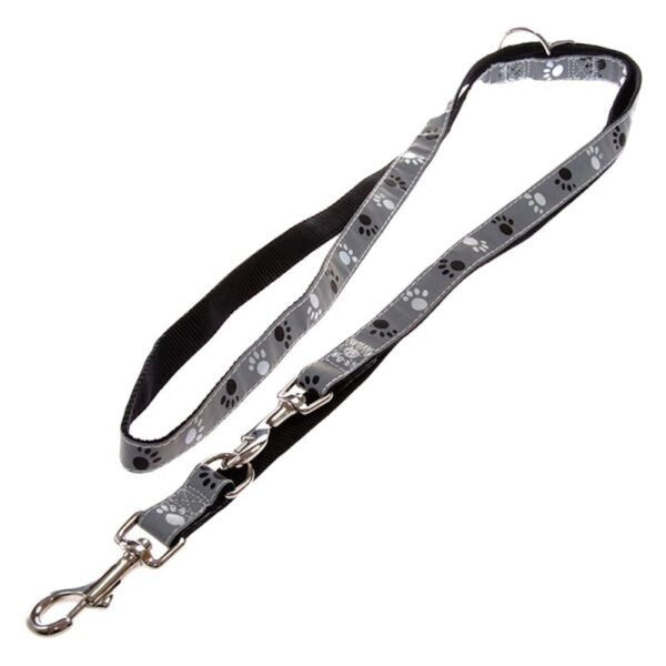 Trixie Silver Reflect Adjustable Leash - Black/Silver Grey