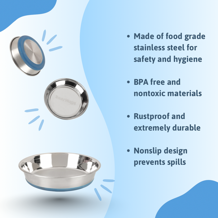 BearHugs Anti Skid Stainless Steel Cat Bowl