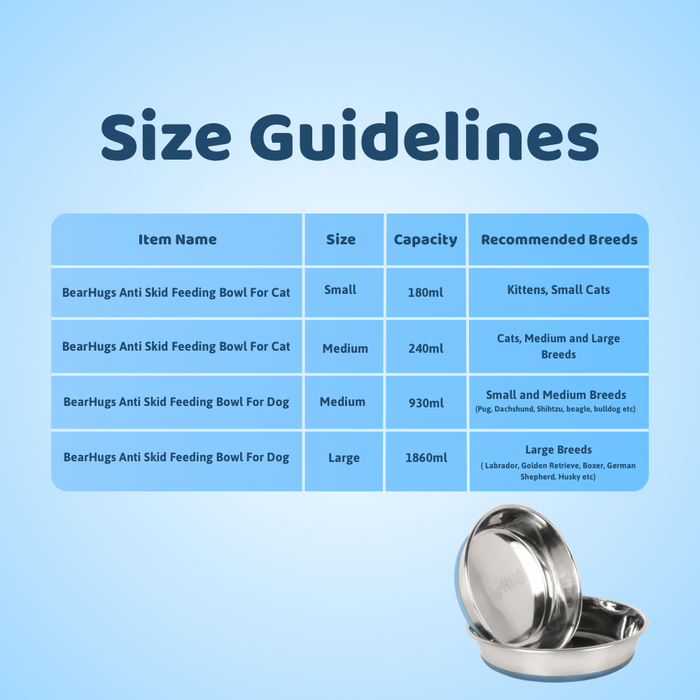 BearHugs Anti Skid Stainless Steel Cat Bowl