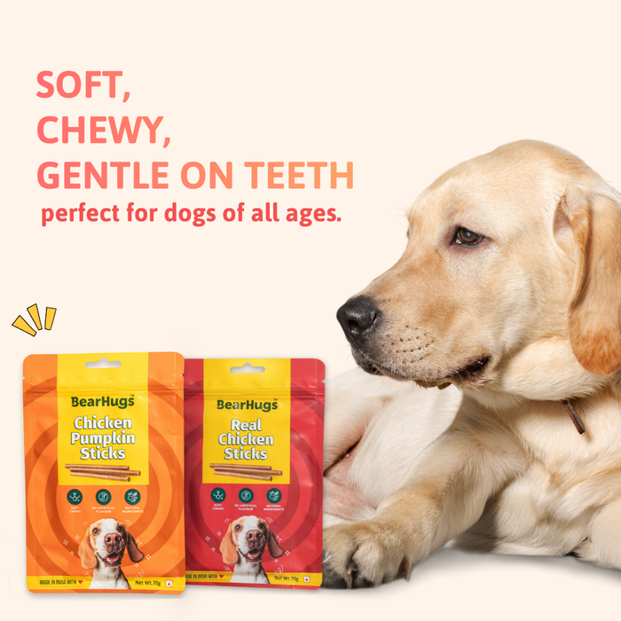 BearHugs Soft & Chewy Sticks Real Chicken Treat for Dogs - 70gm